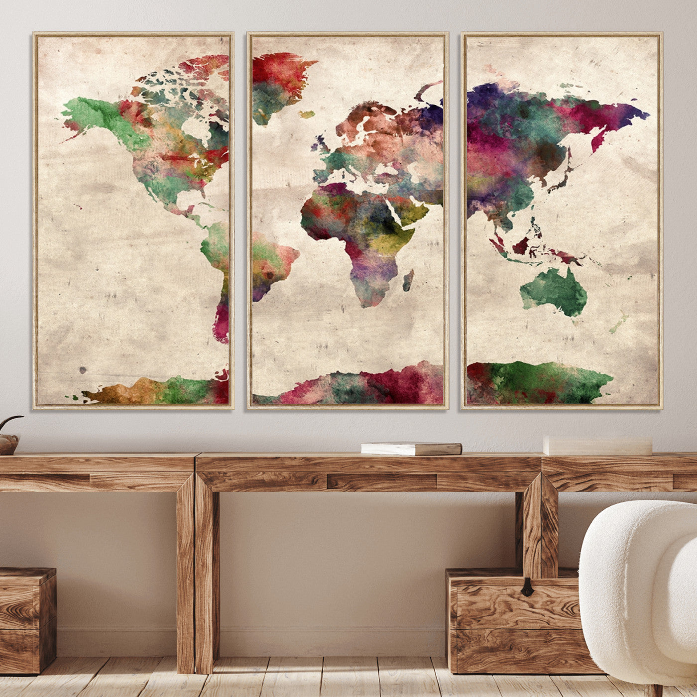 Push Pin World Map Canvas Print – Framed Wall Art for Couples to Track Their Travels – Anniversary Gift or Home Adventure Decor
