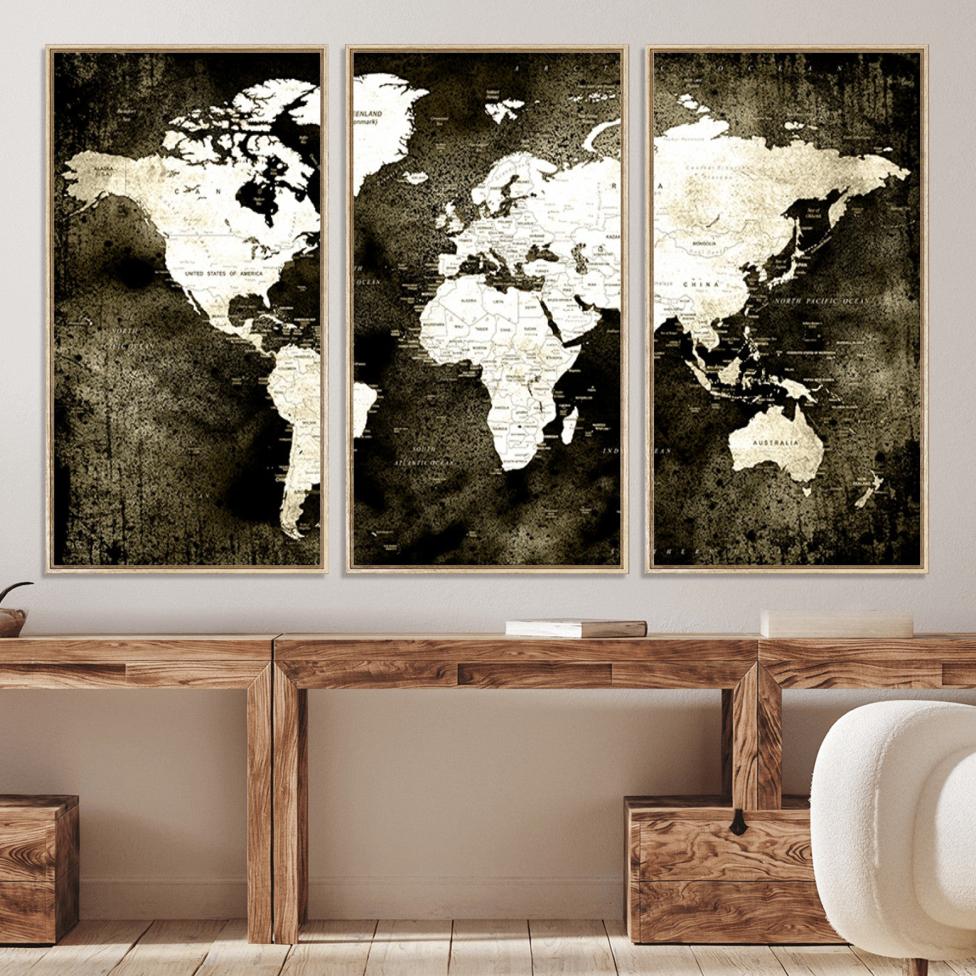 66737-MGV-CV-36X24-Push Pin World Map Canvas Print – Framed Wall Art for Couples to Track Their Travels – Anniversary Gift or Home Adventure Decor