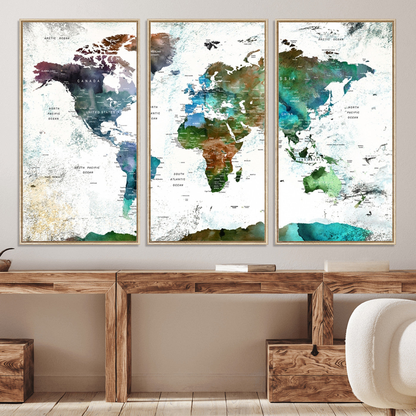 Push Pin World Map Canvas Print – Framed Wall Art for Couples to Track Their Travels – Anniversary Gift or Home Adventure Decor