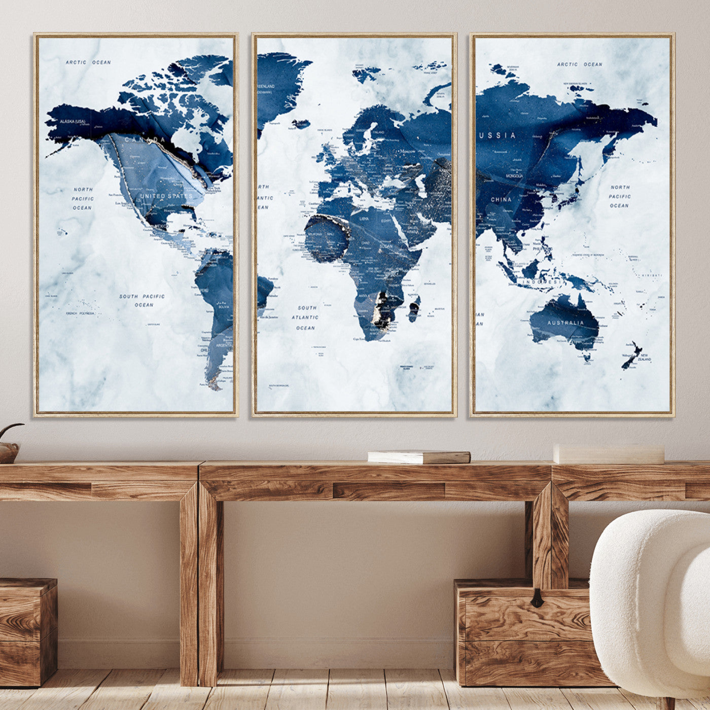 Push Pin World Map Canvas Print – Framed Wall Art for Couples to Track Their Travels – Anniversary Gift or Home Adventure Decor