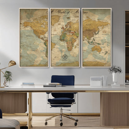 75690627-MGV-CV-36X24-Personalized World Map Print, Customizable Push Pin Framed World Map Print on Canvas - Custom Quote on Map Print,
