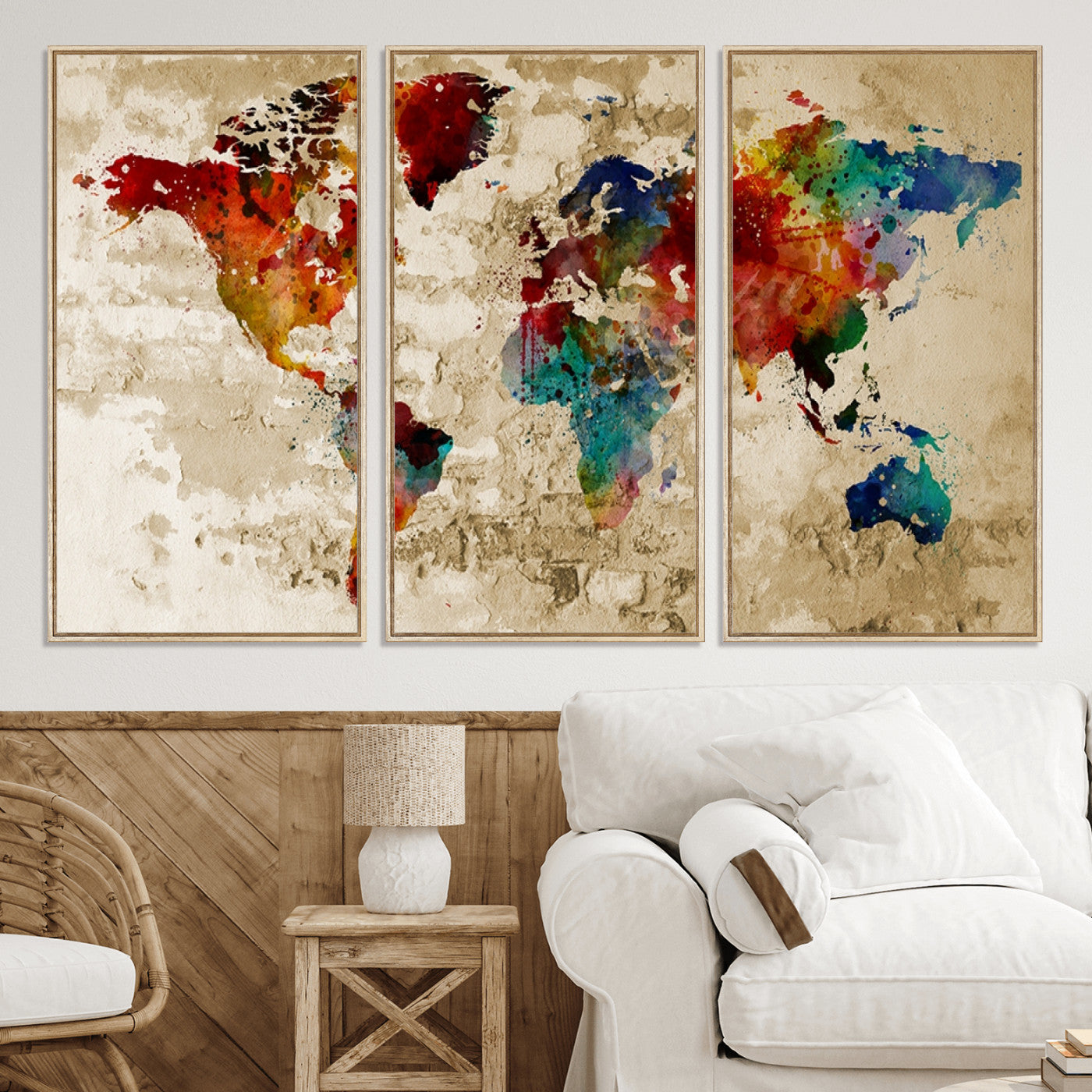 Push Pin World Map Canvas Print – Framed Wall Art for Couples to Track Their Travels – Anniversary Gift or Home Adventure Decor