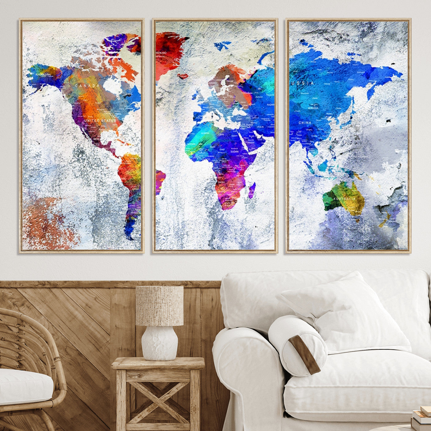 Push Pin World Map Canvas Print – Framed Wall Art for Couples to Track Their Travels – Anniversary Gift or Home Adventure Decor
