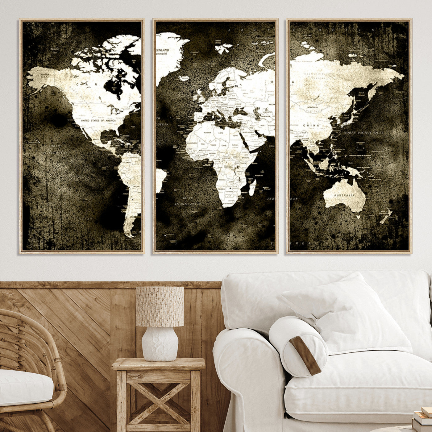 66737-MGV-CV-36X24-Push Pin World Map Canvas Print – Framed Wall Art for Couples to Track Their Travels – Anniversary Gift or Home Adventure Decor