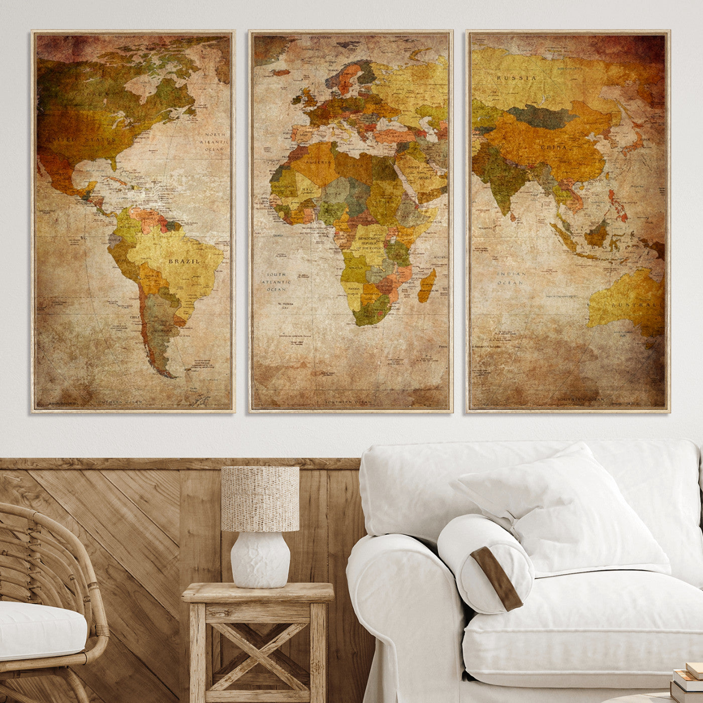 Push Pin World Map Canvas Print – Framed Wall Art for Couples to Track Their Travels – Anniversary Gift or Home Adventure Decor