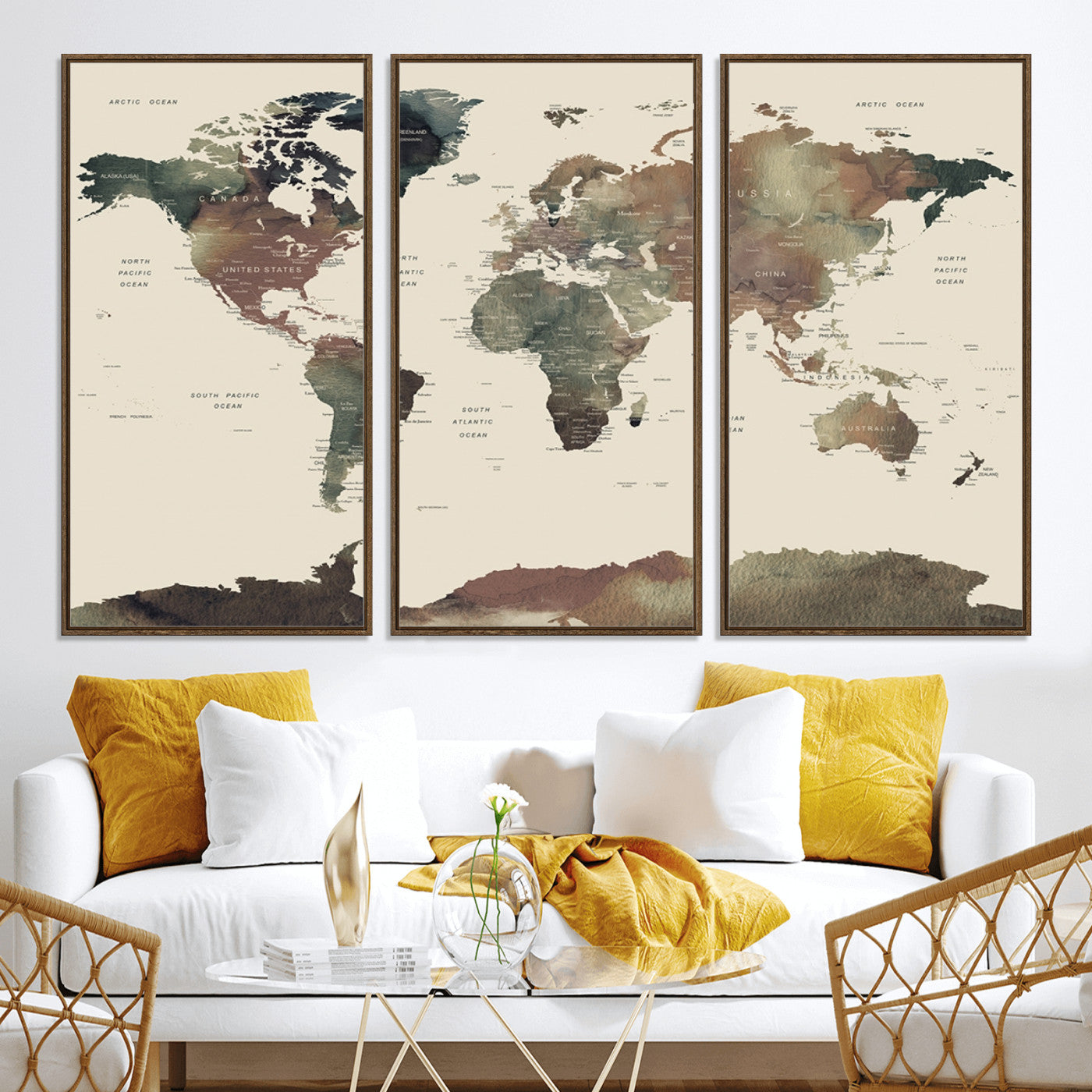 Push Pin World Map Canvas Print – Framed Wall Art for Couples to Track Their Travels – Anniversary Gift or Home Adventure Decor