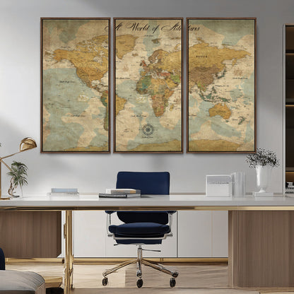 75690627-MGV-CV-36X24-Personalized World Map Print, Customizable Push Pin Framed World Map Print on Canvas - Custom Quote on Map Print,