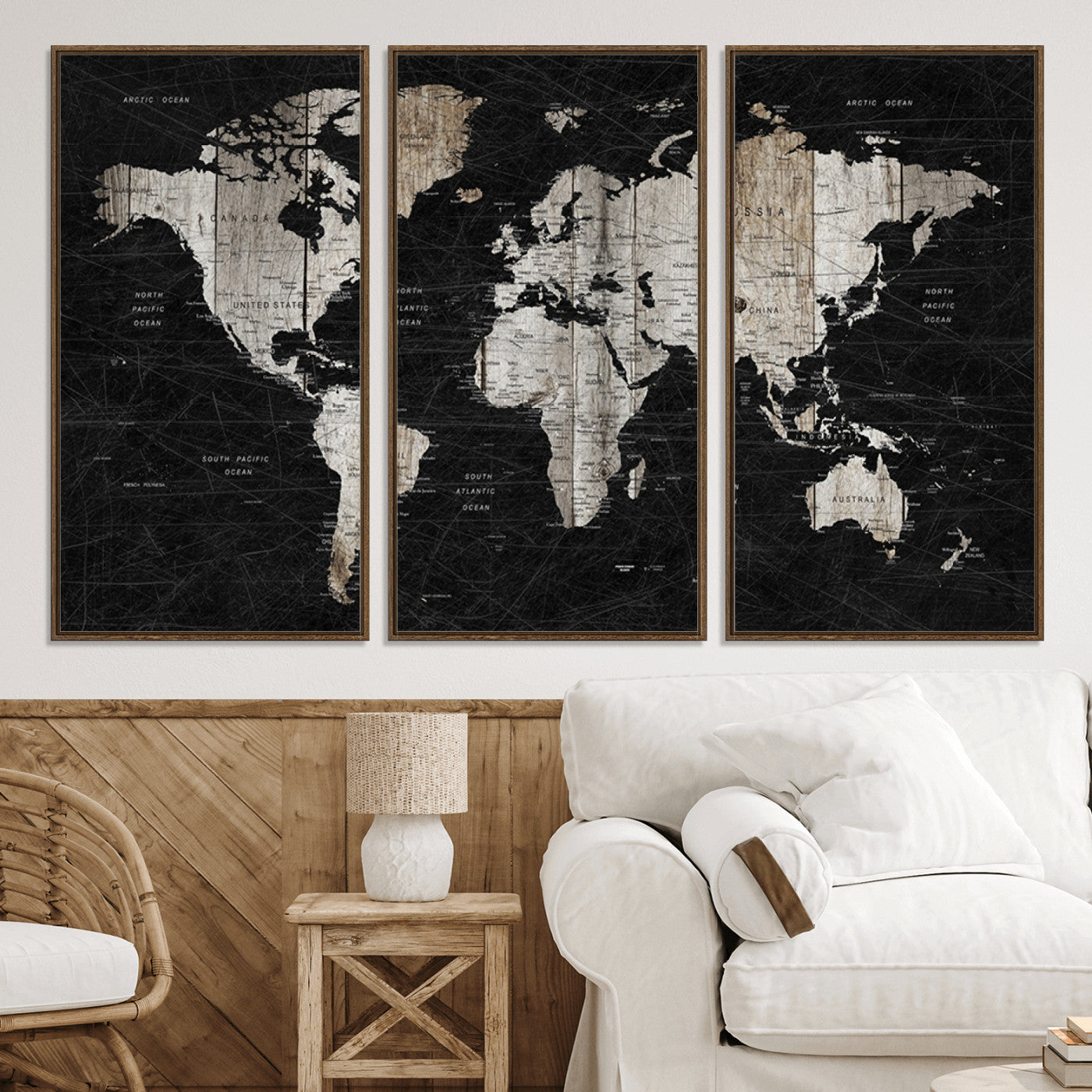 89998-MGV-CV-36X24-Push Pin World Map Canvas Print – Framed Wall Art for Couples to Track Their Travels – Anniversary Gift or Home Adventure Decor