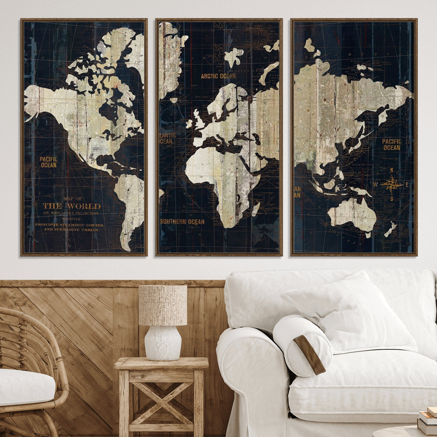 Push Pin World Map Canvas Print – Framed Wall Art for Couples to Track Their Travels – Anniversary Gift or Home Adventure Decor