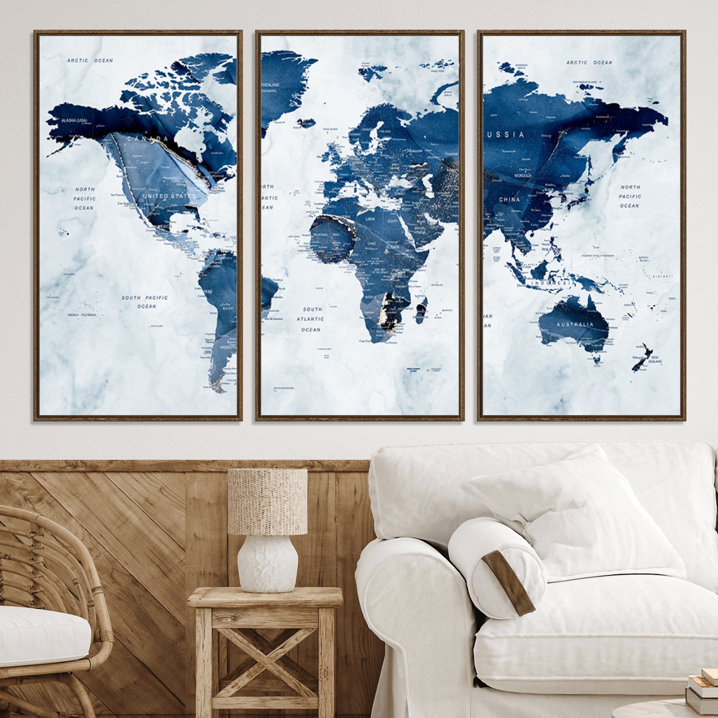 Push Pin World Map Canvas Print – Framed Wall Art for Couples to Track Their Travels – Anniversary Gift or Home Adventure Decor