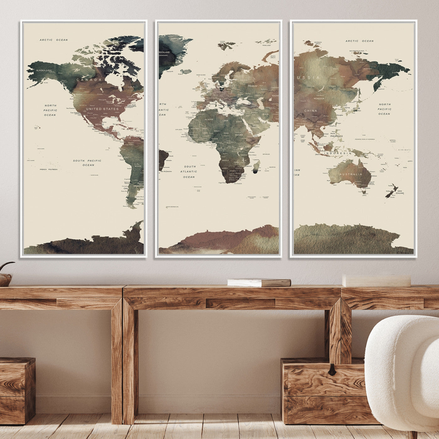 Push Pin World Map Canvas Print – Framed Wall Art for Couples to Track Their Travels – Anniversary Gift or Home Adventure Decor