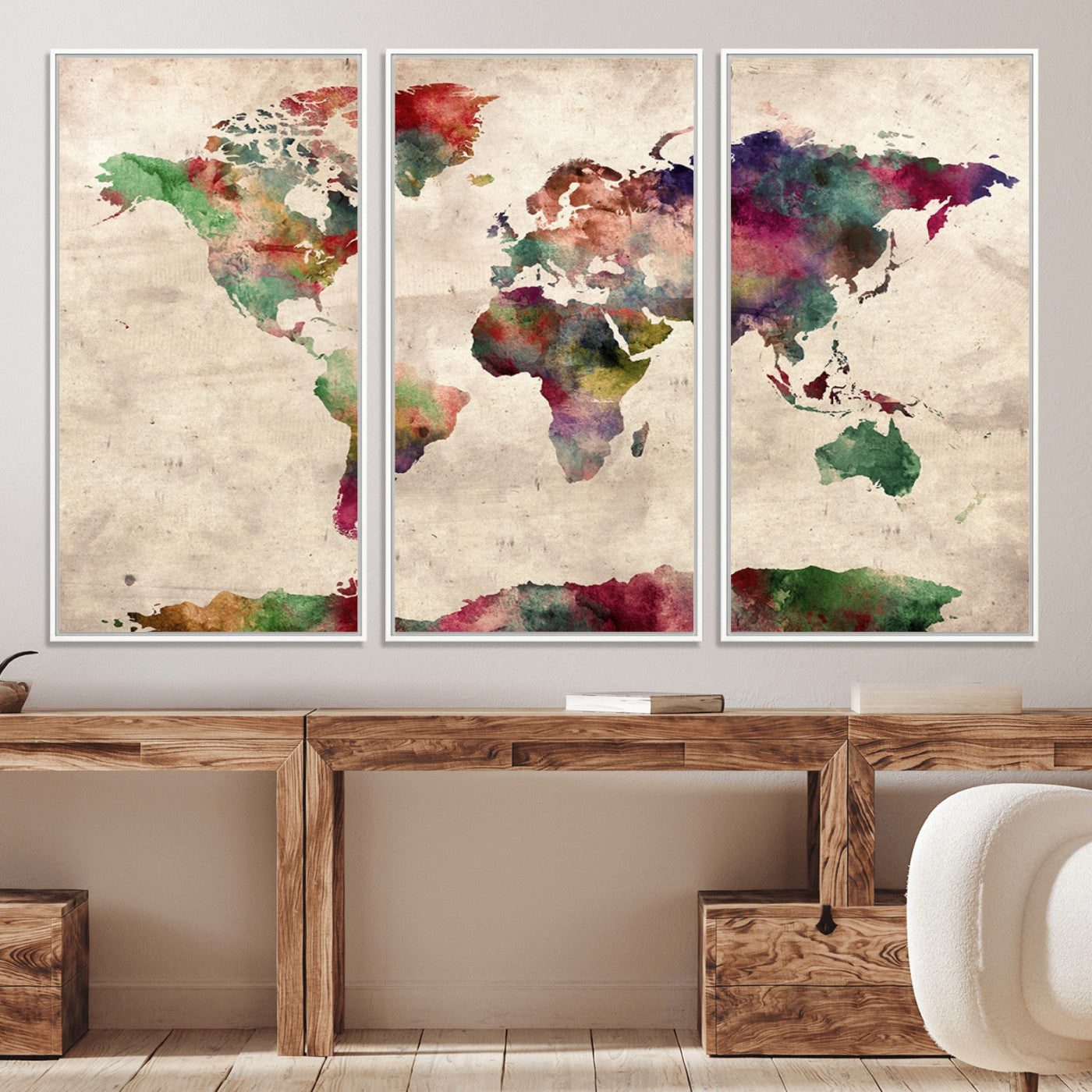 Push Pin World Map Canvas Print – Framed Wall Art for Couples to Track Their Travels – Anniversary Gift or Home Adventure Decor