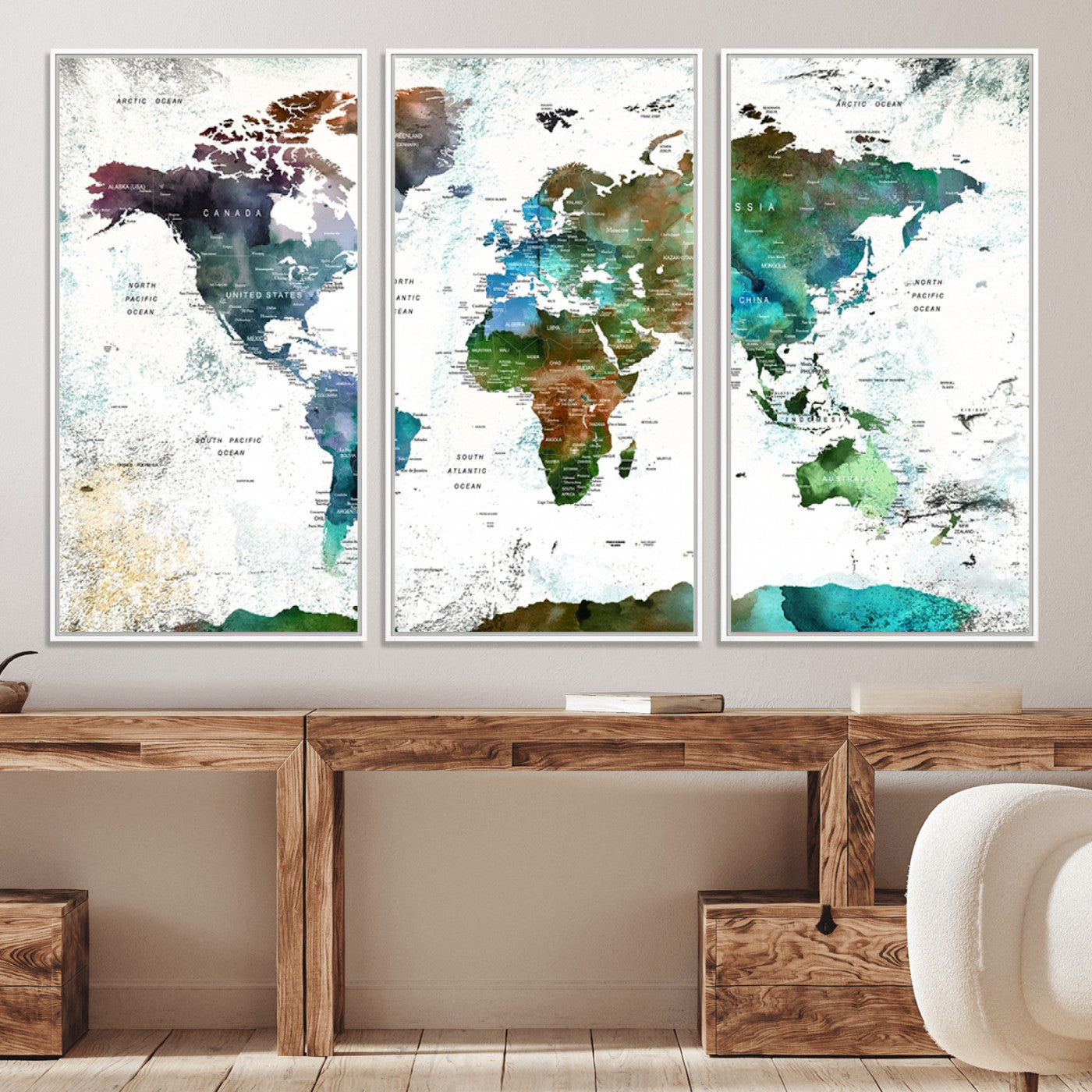 Push Pin World Map Canvas Print – Framed Wall Art for Couples to Track Their Travels – Anniversary Gift or Home Adventure Decor