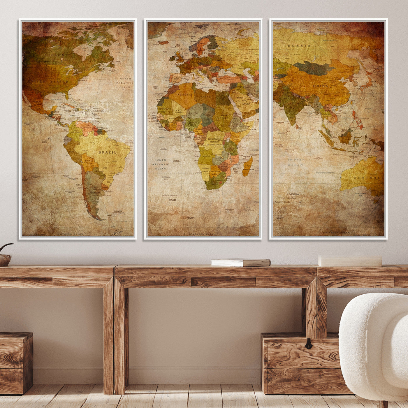 Push Pin World Map Canvas Print – Framed Wall Art for Couples to Track Their Travels – Anniversary Gift or Home Adventure Decor