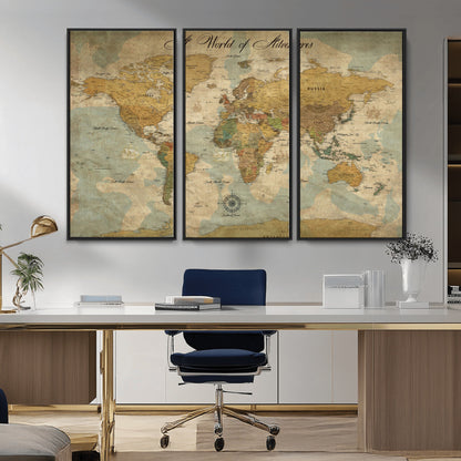 75690627-MGV-CV-36X24-Personalized World Map Print, Customizable Push Pin Framed World Map Print on Canvas - Custom Quote on Map Print,
