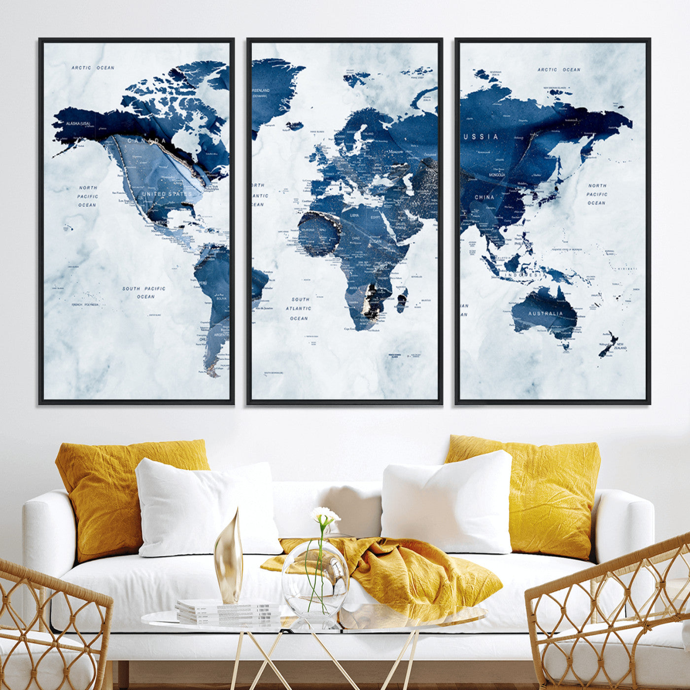 Push Pin World Map Canvas Print – Framed Wall Art for Couples to Track Their Travels – Anniversary Gift or Home Adventure Decor