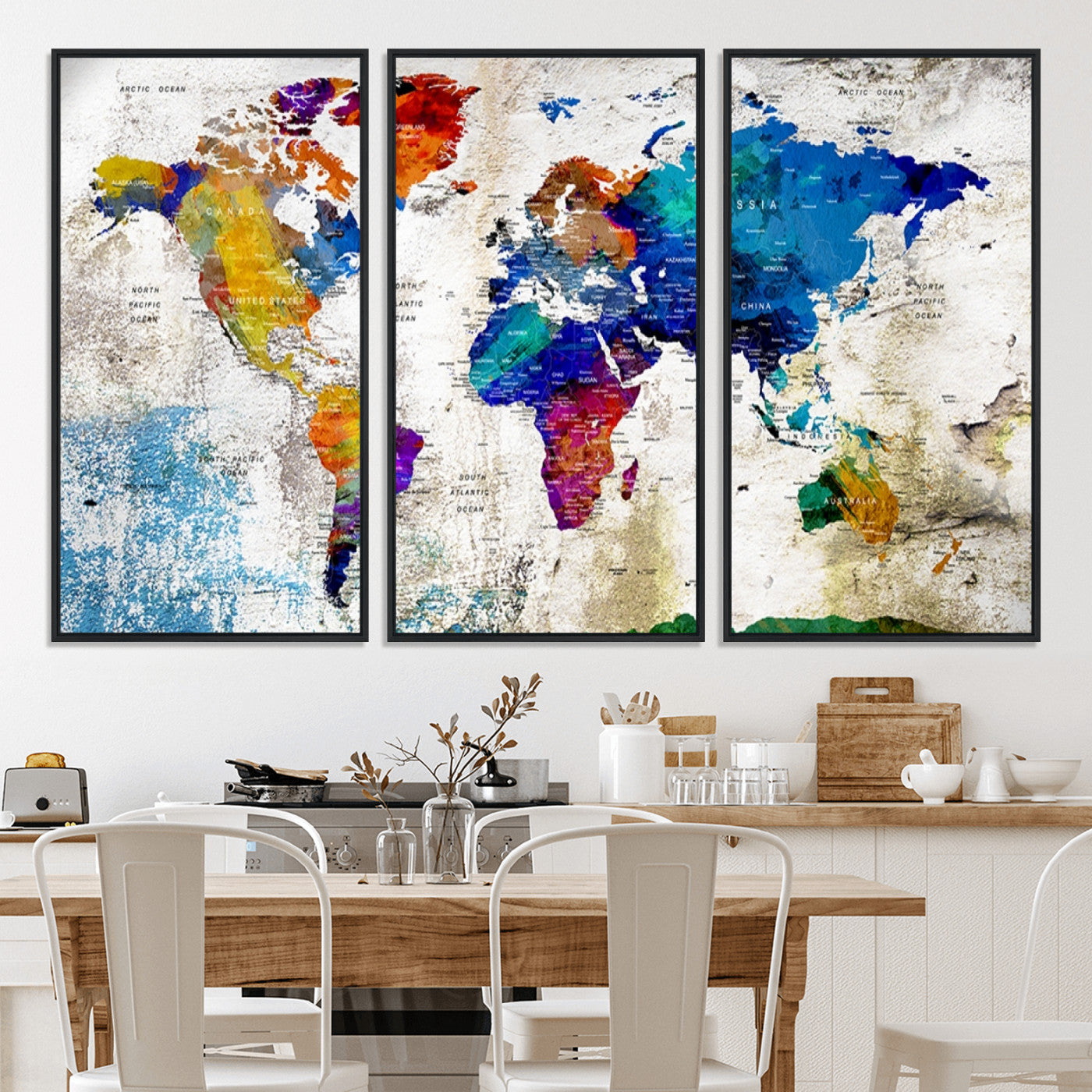 Push Pin World Map Canvas Print – Framed Wall Art for Couples to Track Their Travels – Anniversary Gift or Home Adventure Decor