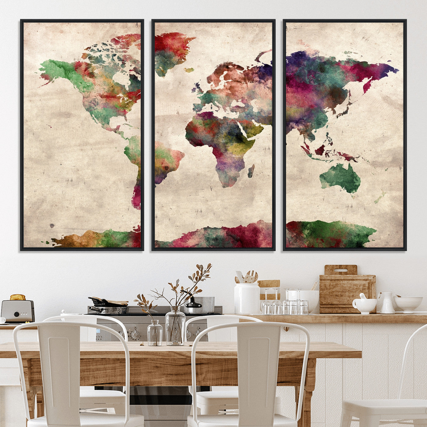 Push Pin World Map Canvas Print – Framed Wall Art for Couples to Track Their Travels – Anniversary Gift or Home Adventure Decor
