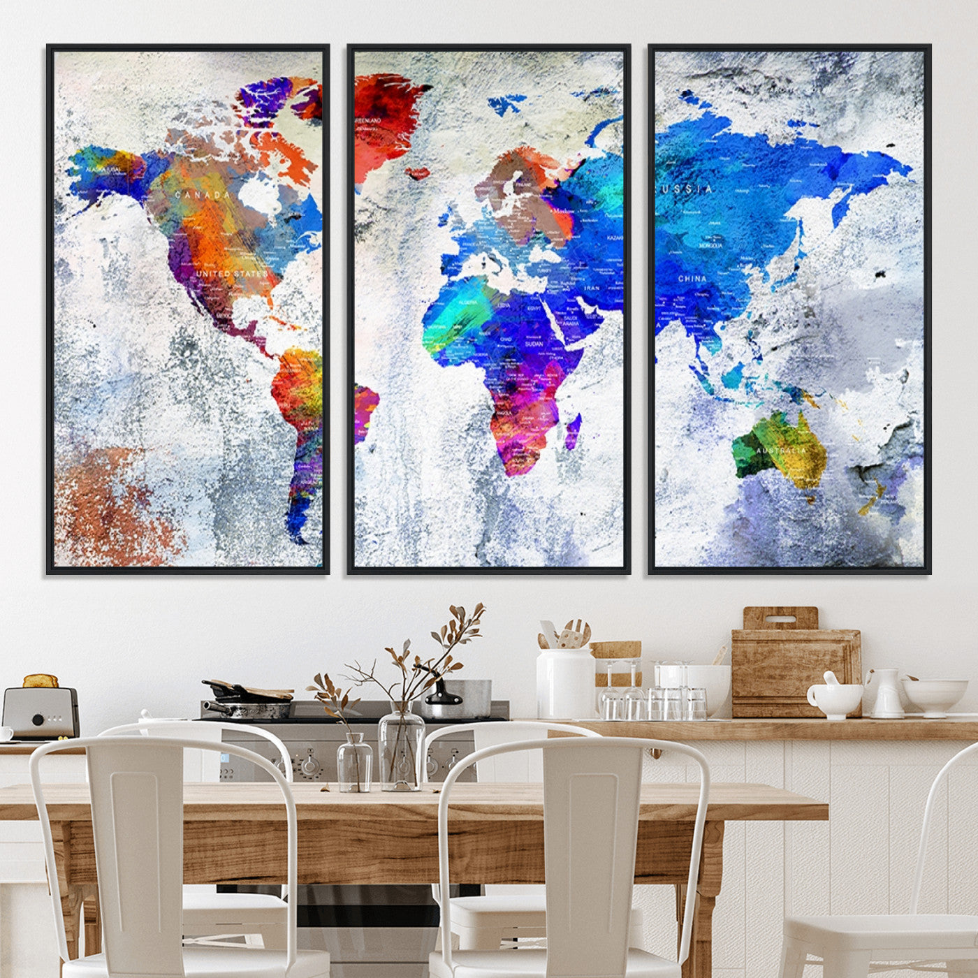 Push Pin World Map Canvas Print – Framed Wall Art for Couples to Track Their Travels – Anniversary Gift or Home Adventure Decor