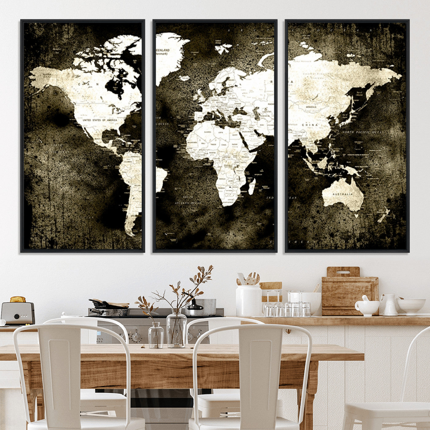 66737-MGV-CV-36X24-Push Pin World Map Canvas Print – Framed Wall Art for Couples to Track Their Travels – Anniversary Gift or Home Adventure Decor