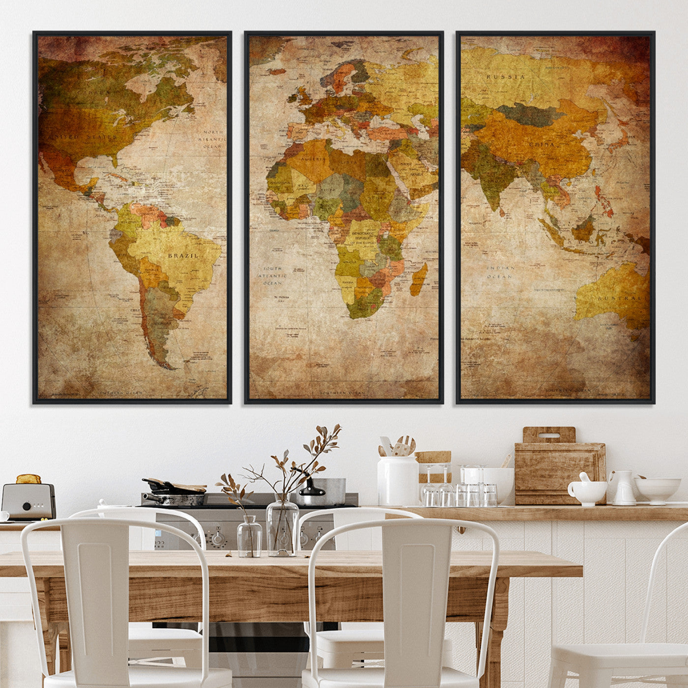 Push Pin World Map Canvas Print – Framed Wall Art for Couples to Track Their Travels – Anniversary Gift or Home Adventure Decor