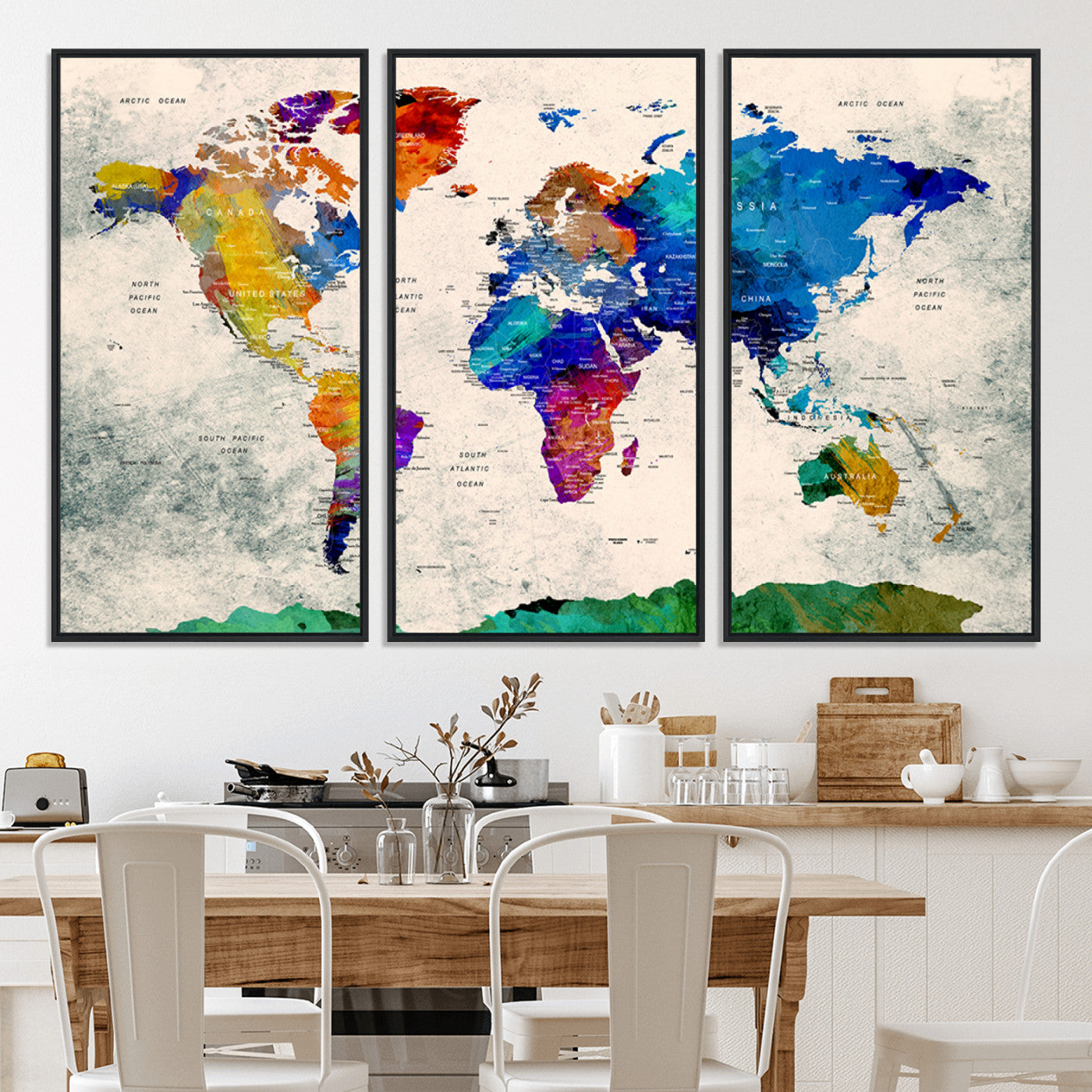 Push Pin World Map Canvas Print – Framed Wall Art for Couples to Track Their Travels – Anniversary Gift or Home Adventure Decor