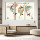 40183091-MGV-FC-48X32-3P_Natural-Custom Framed World Map Canvas Print – Personalized Push Pin Travel Tracker Gift for Couples, Weddings, or Anniversary Celebrations