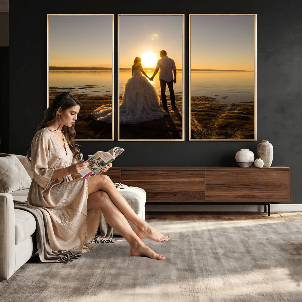 CSTM911-MGV-CV-48X32-3P - Personalized Custom Wall Art, Create Your Own Photo Canvas Print, 3 Panel Set