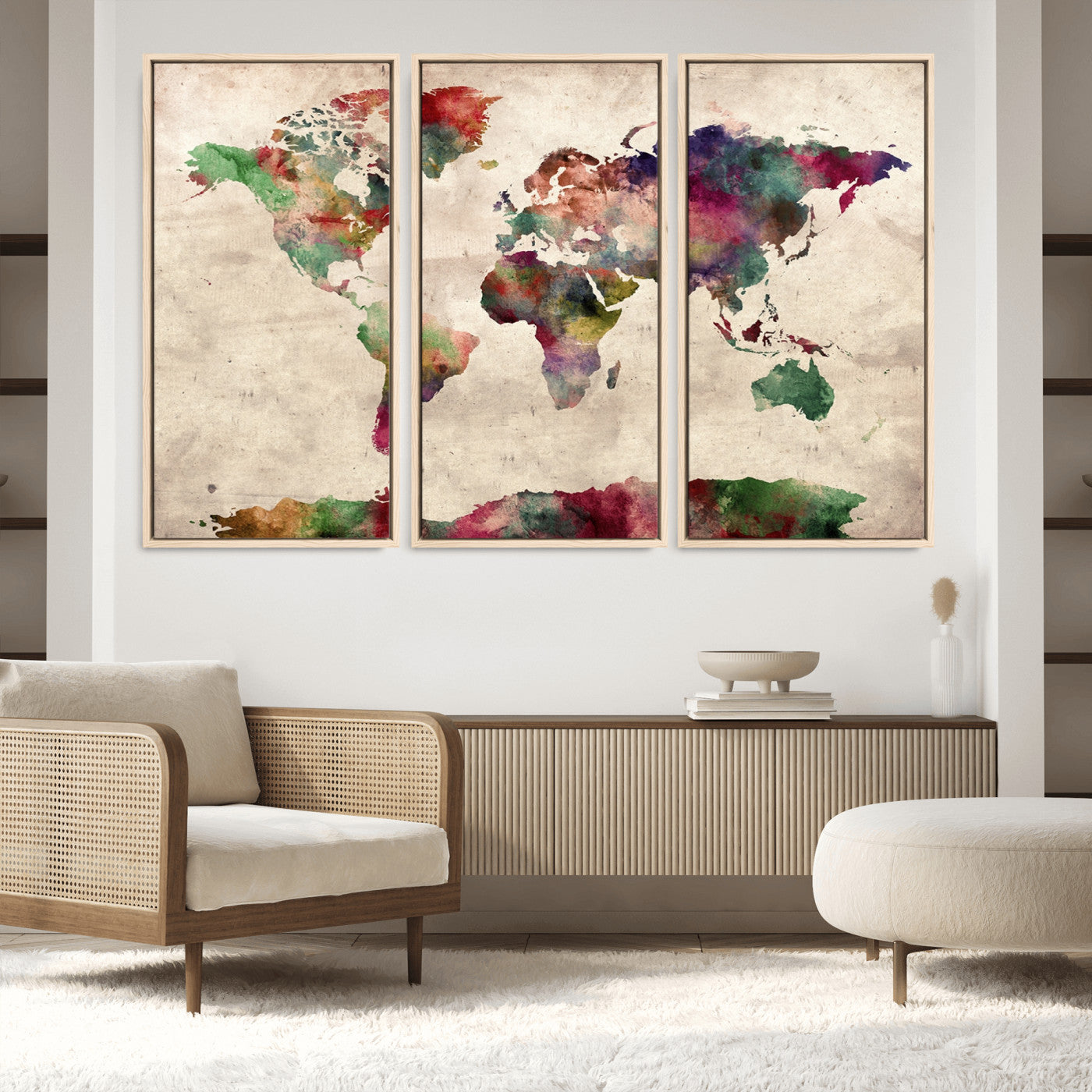 Push Pin World Map Canvas Print – Framed Wall Art for Couples to Track Their Travels – Anniversary Gift or Home Adventure Decor