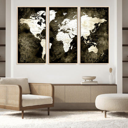 66737-MGV-FC-60X40-3P_Natural-Push Pin World Map Canvas Print – Framed Wall Art for Couples to Track Their Travels – Anniversary Gift or Home Adventure Decor