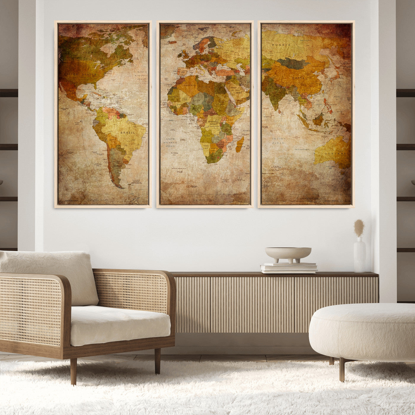 Push Pin World Map Canvas Print – Framed Wall Art for Couples to Track Their Travels – Anniversary Gift or Home Adventure Decor