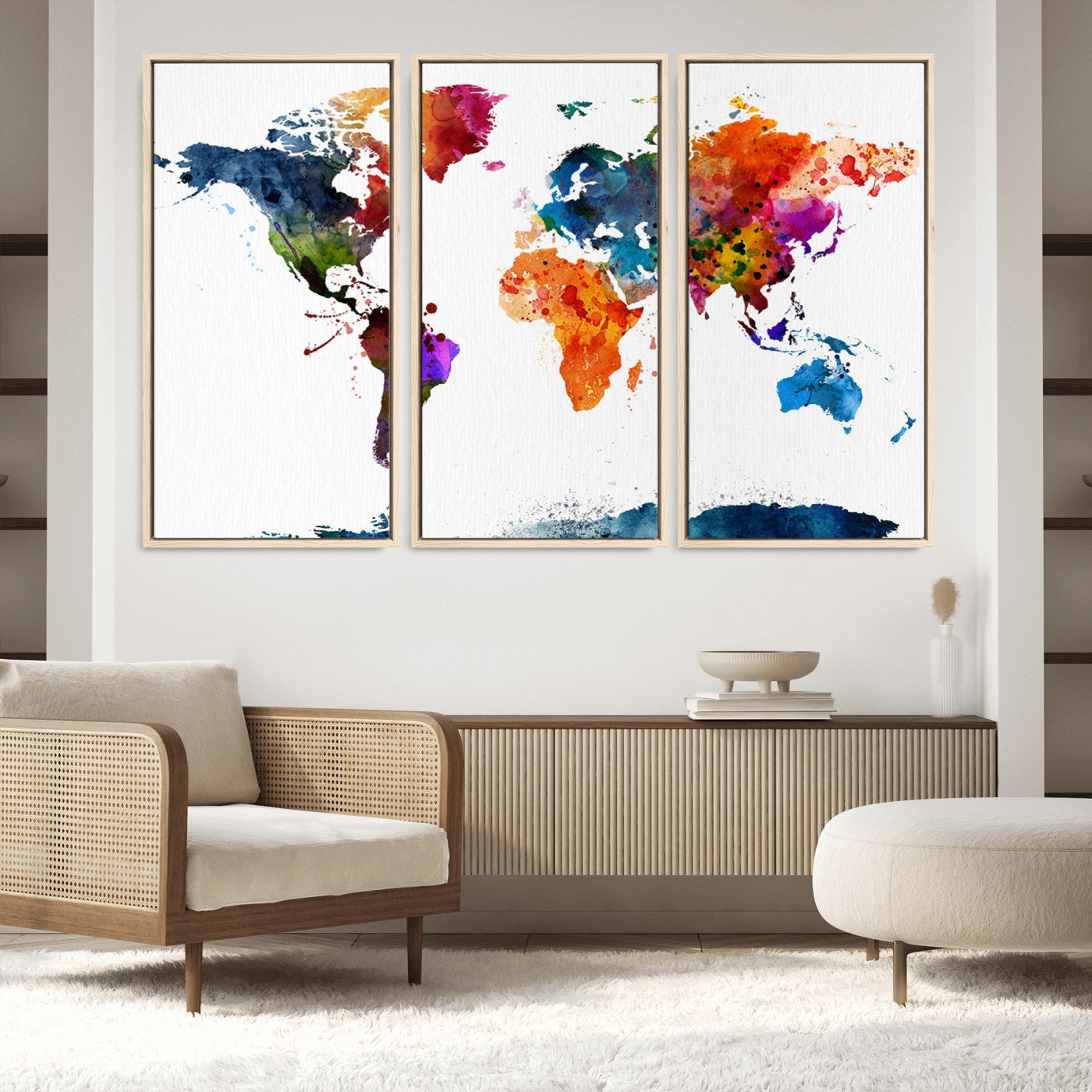 Push Pin World Map Canvas Print – Framed Wall Art for Couples to Track Their Travels – Anniversary Gift or Home Adventure Decor