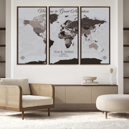 43749658-MGV-FC-48X32-3P_Walnut-Custom Push Pin World Map Wall Canvas Print
