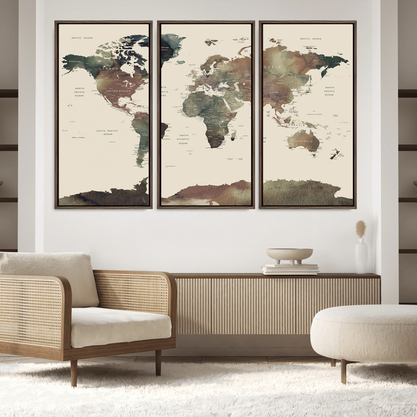Push Pin World Map Canvas Print – Framed Wall Art for Couples to Track Their Travels – Anniversary Gift or Home Adventure Decor