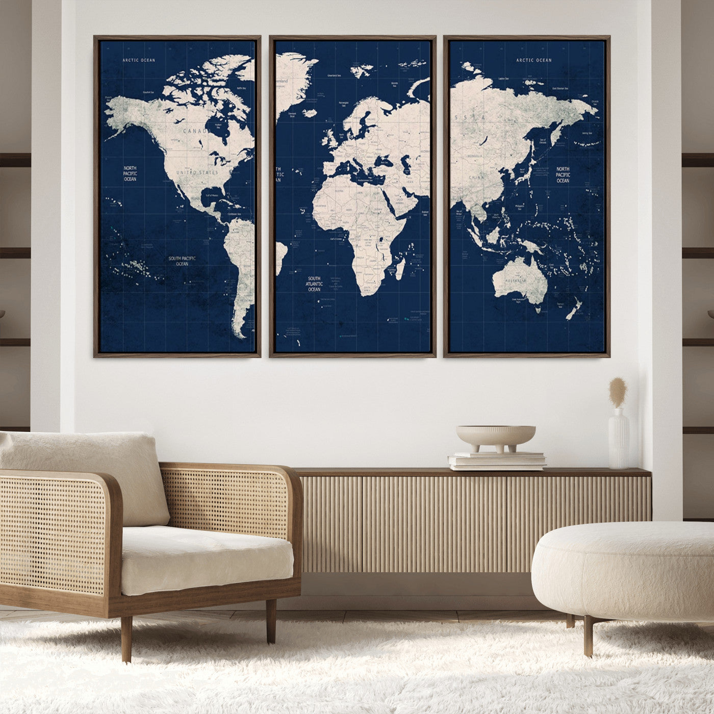 Push Pin World Map Canvas Print – Framed Wall Art for Couples to Track Their Travels – Anniversary Gift or Home Adventure Decor