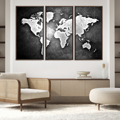 34390-MGV-FC-60X40-3P_Walnut-World Map Wall Art Canvas Print – Framed Wall Art for Anniversary Gift or Home Adventure Decor