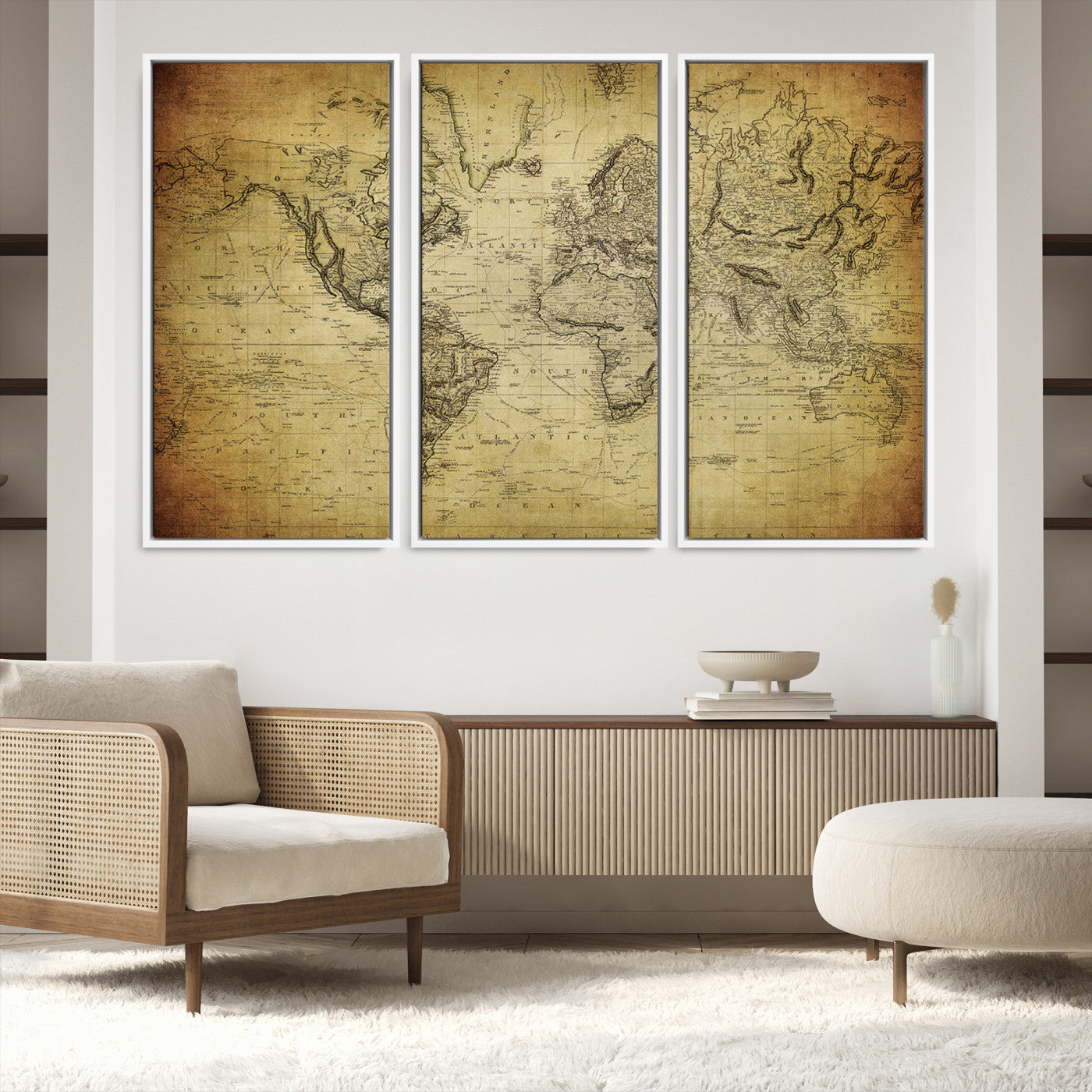 Push Pin World Map Canvas Print – Framed Wall Art for Couples to Track Their Travels – Anniversary Gift or Home Adventure Decor