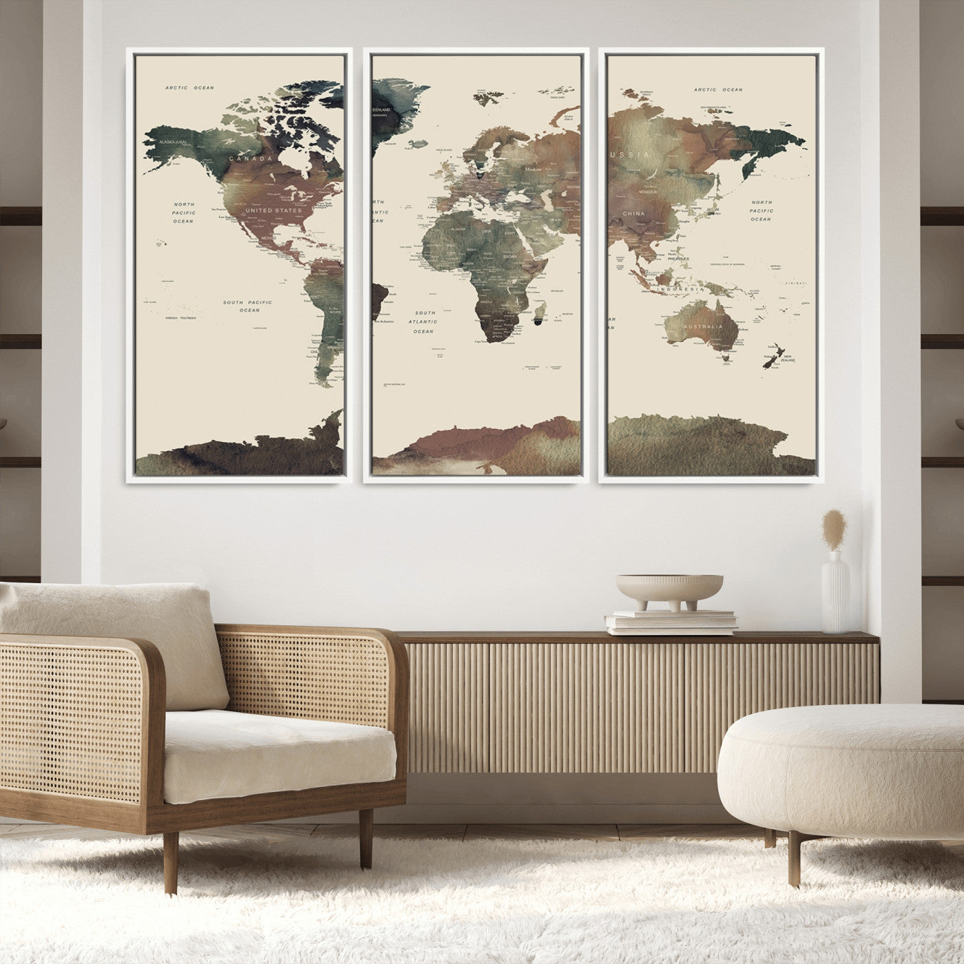 Push Pin World Map Canvas Print – Framed Wall Art for Couples to Track Their Travels – Anniversary Gift or Home Adventure Decor