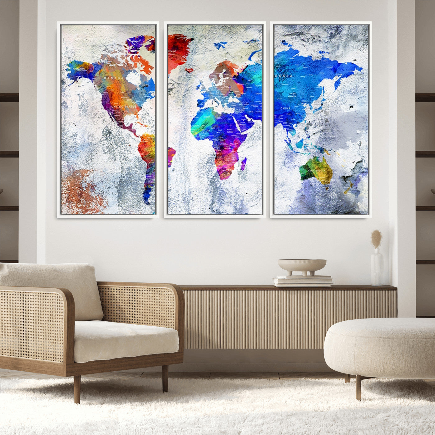 Push Pin World Map Canvas Print – Framed Wall Art for Couples to Track Their Travels – Anniversary Gift or Home Adventure Decor