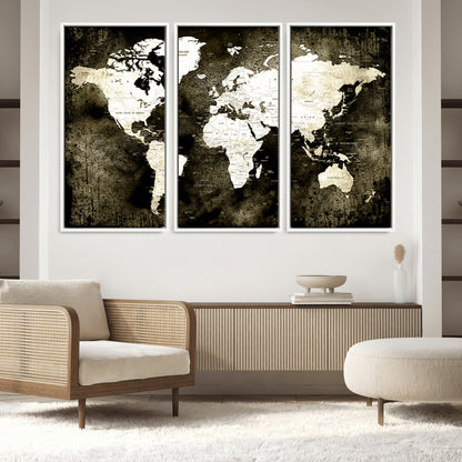 66737-MGV-FC-60X40-3P_White-Push Pin World Map Canvas Print – Framed Wall Art for Couples to Track Their Travels – Anniversary Gift or Home Adventure Decor