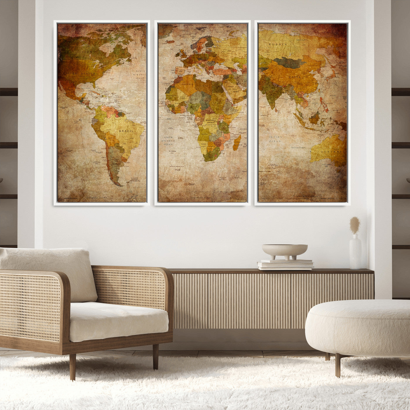 Push Pin World Map Canvas Print – Framed Wall Art for Couples to Track Their Travels – Anniversary Gift or Home Adventure Decor
