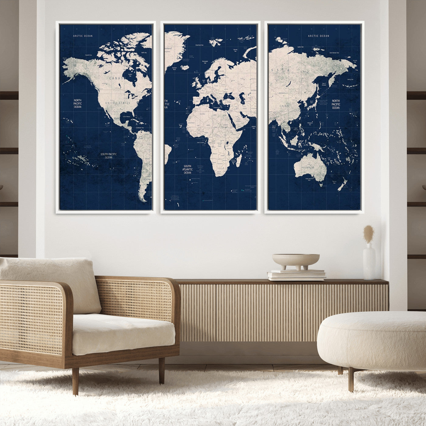 Push Pin World Map Canvas Print – Framed Wall Art for Couples to Track Their Travels – Anniversary Gift or Home Adventure Decor