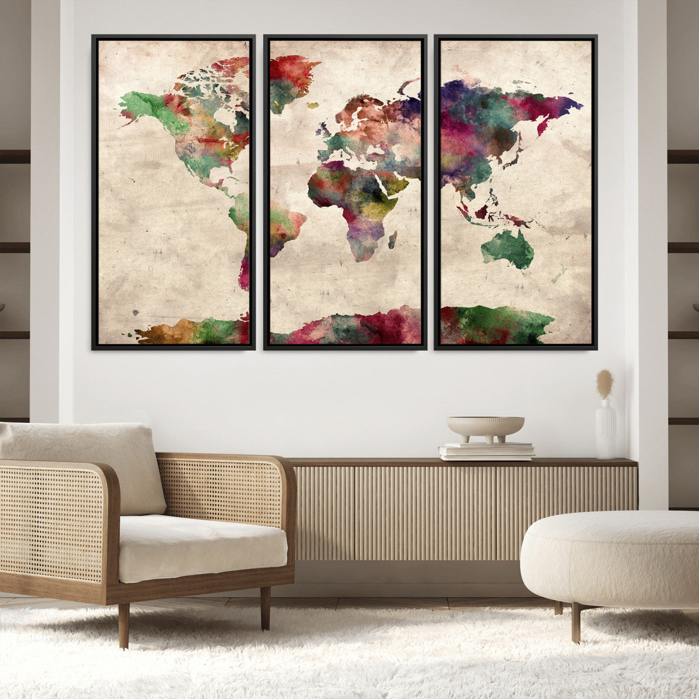 Push Pin World Map Canvas Print – Framed Wall Art for Couples to Track Their Travels – Anniversary Gift or Home Adventure Decor