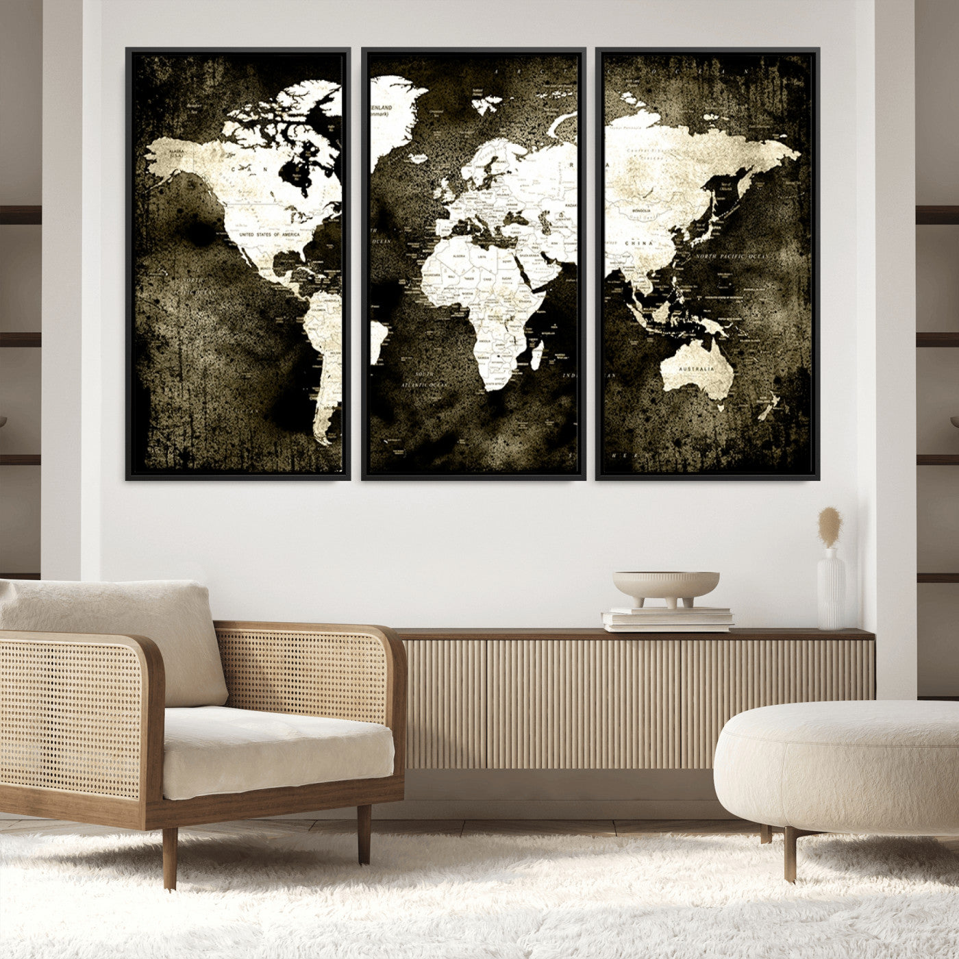66737-MGV-FC-60X40-3P_Black-Push Pin World Map Canvas Print – Framed Wall Art for Couples to Track Their Travels – Anniversary Gift or Home Adventure Decor