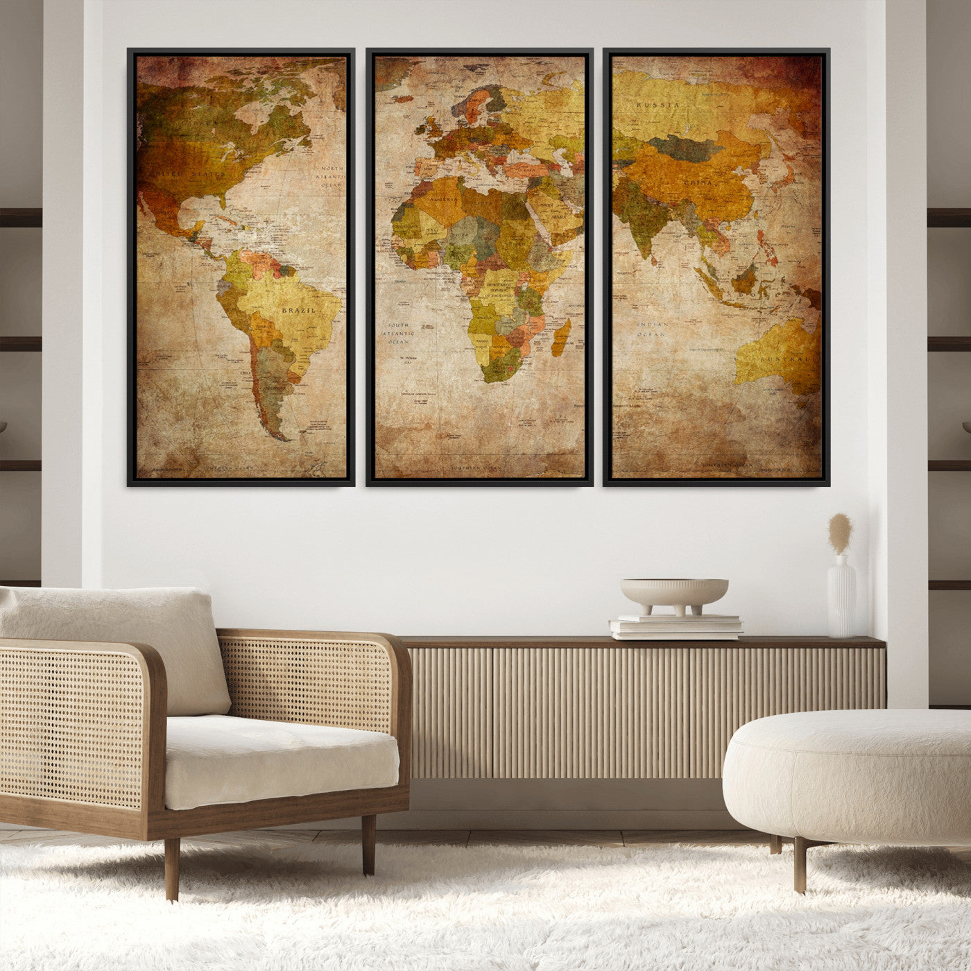 Push Pin World Map Canvas Print – Framed Wall Art for Couples to Track Their Travels – Anniversary Gift or Home Adventure Decor