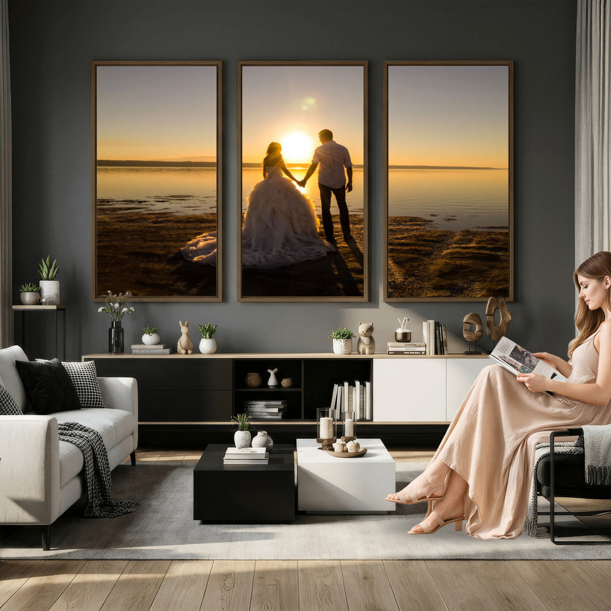 CSTM911-MGV-CV-48X32-3P - Personalized Custom Wall Art, Create Your Own Photo Canvas Print, 3 Panel Set