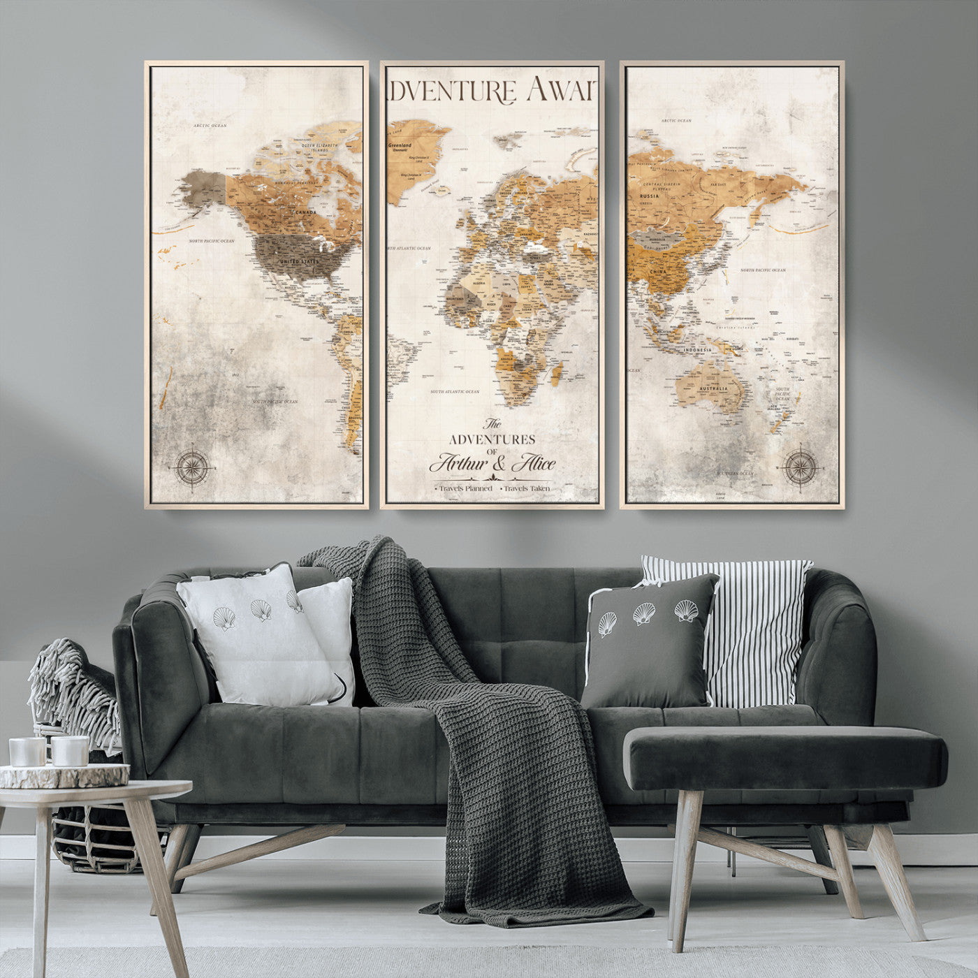 99422096-MGV-CV-30X20-Custom Push Pin World Map Wall Canvas Print – Personalized Travel Tracker with Pins – Framed Custom Quotie Canvas for Home Office Decor