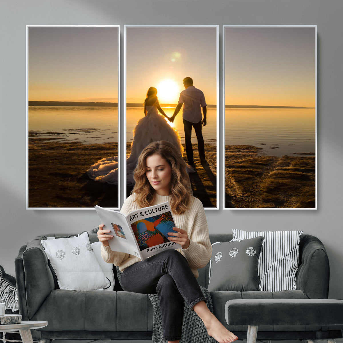 CSTM911-MGV-CV-48X32-3P - Personalized Custom Wall Art, Create Your Own Photo Canvas Print, 3 Panel Set