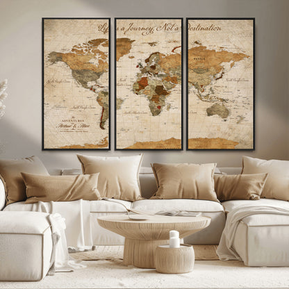 79036691-MGV-CV-30X20-Custom Push Pin World Map Wall Canvas Print – Personalized Travel Tracker with Pins – Framed Custom Quotie Canvas for Home Office Decor