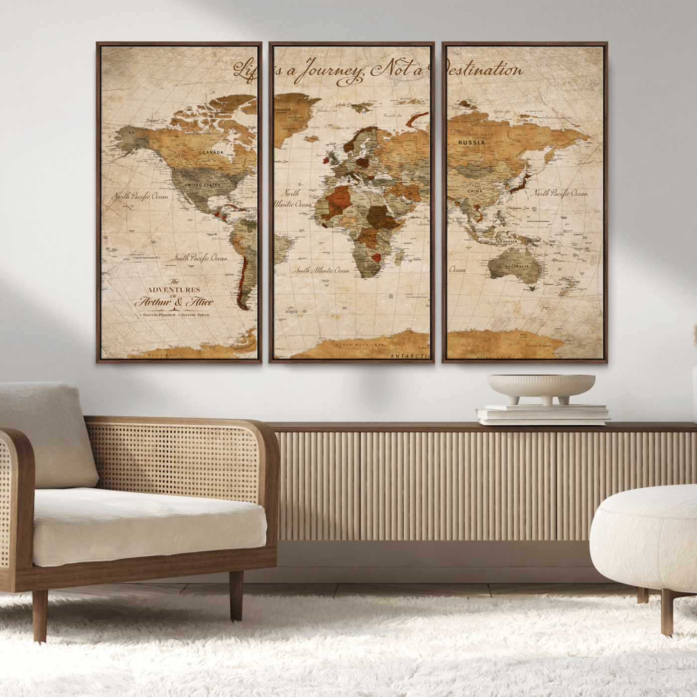 79036691-MGV-CV-30X20-Custom Push Pin World Map Wall Canvas Print – Personalized Travel Tracker with Pins – Framed Custom Quotie Canvas for Home Office Decor